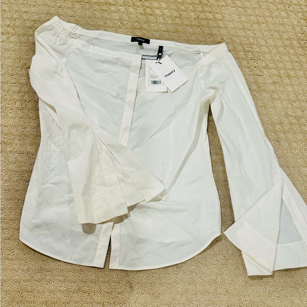 NWT Theory Wide Neck White Blouse - size large